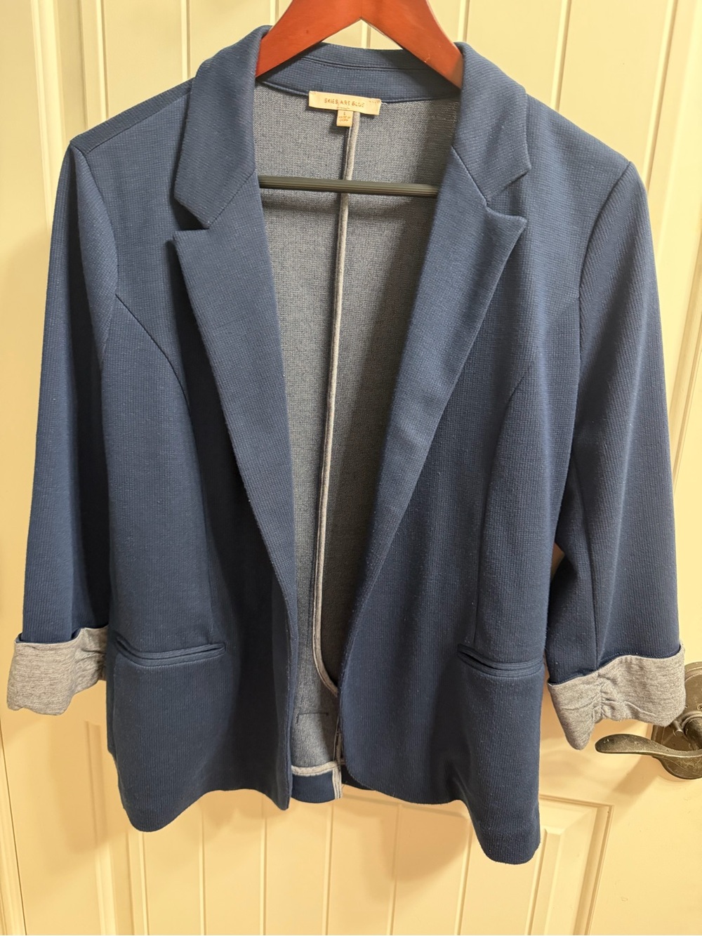 Skies Are Blue Navy Open-Front Knit Blazer